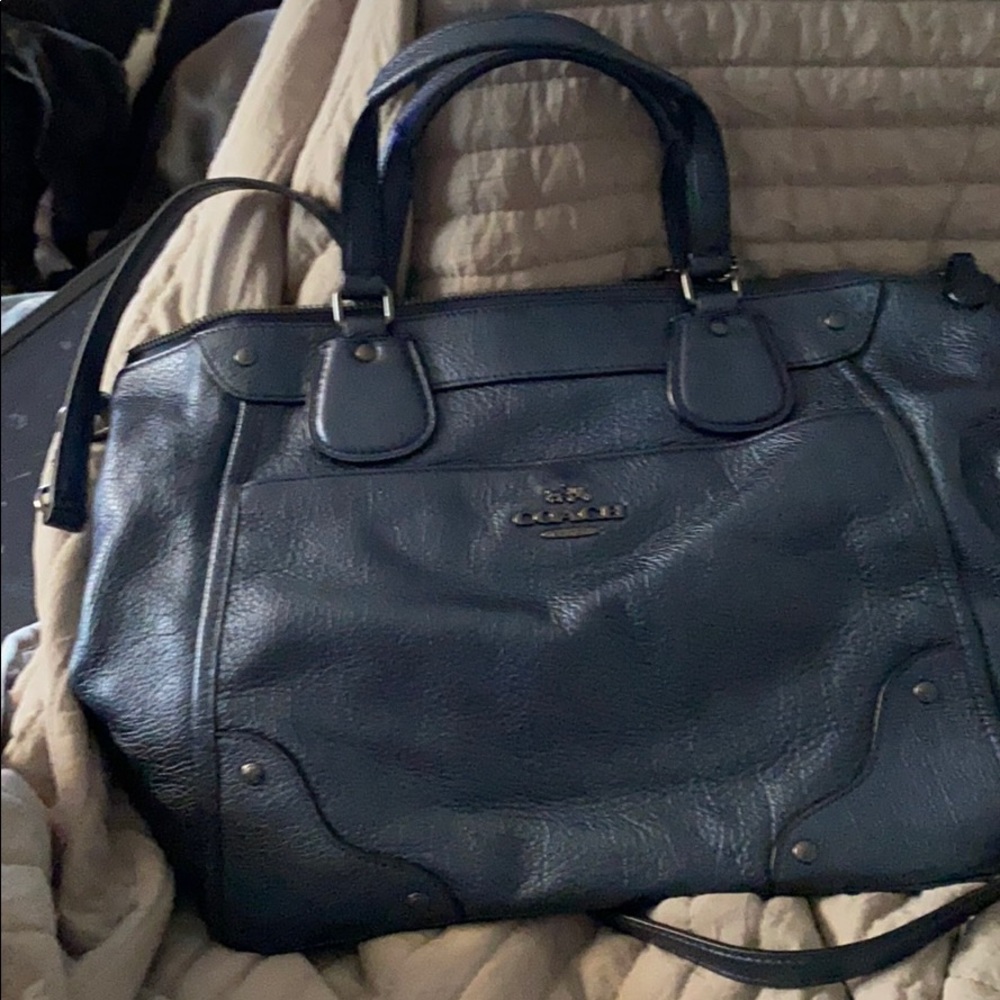 Metallic blue top handle or crossbody